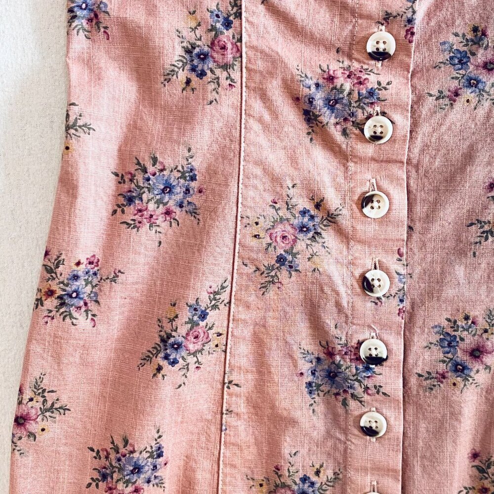 Forever 21 pink floral mini dress Womens Small stretch retro flowers body con - Picture 5 of 10